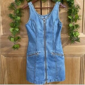 Vintage Blue Denim Zip-Up Dress